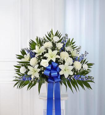 Heartfelt Sympathies&trade; Standing Basket- Blue &amp; White