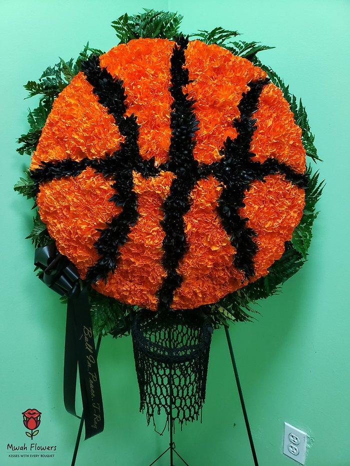 Basketball funeral spray