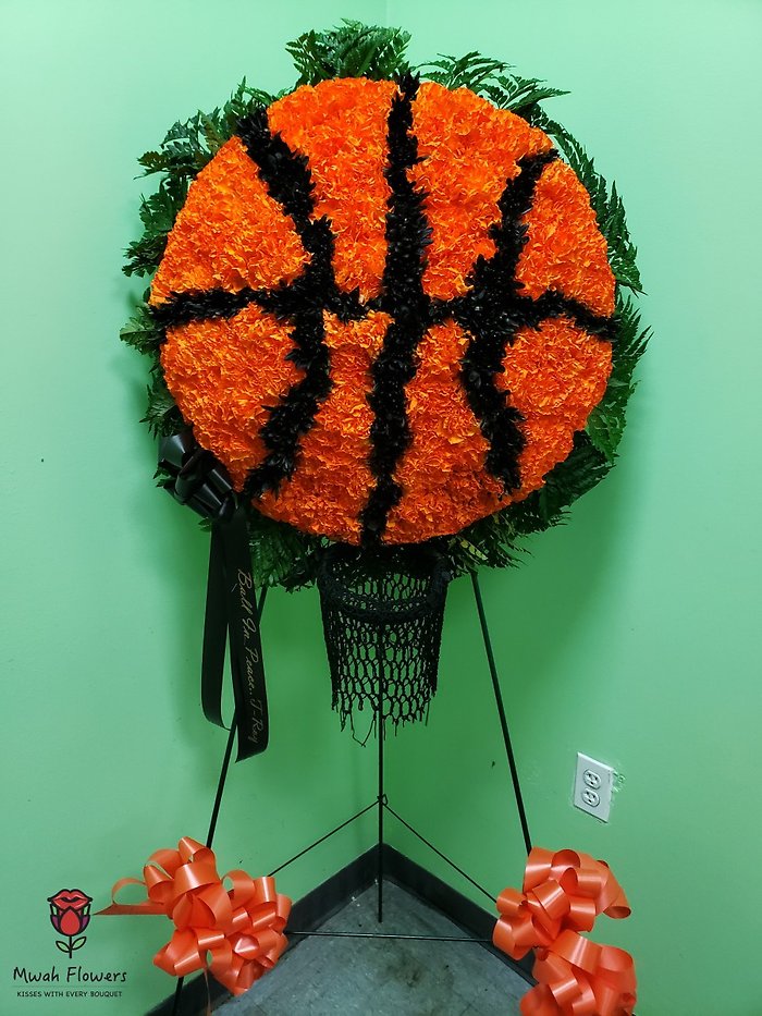 Basketball funeral spray
