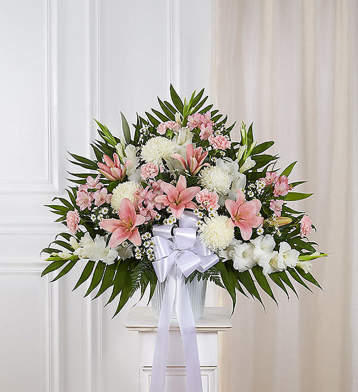 Heartfelt Sympathies&trade; Standing Basket- Pink &amp; White