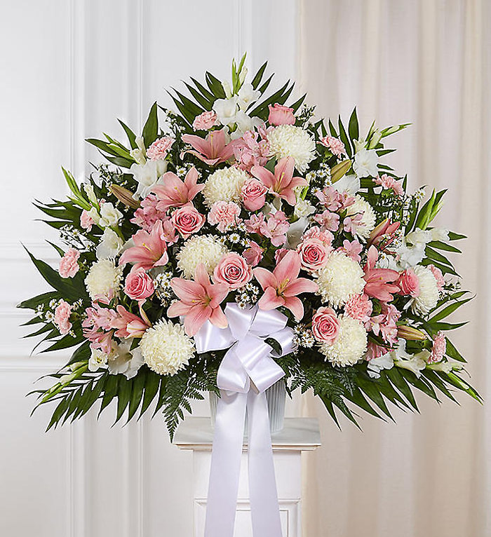 Heartfelt Sympathies&trade; Standing Basket- Pink &amp; White