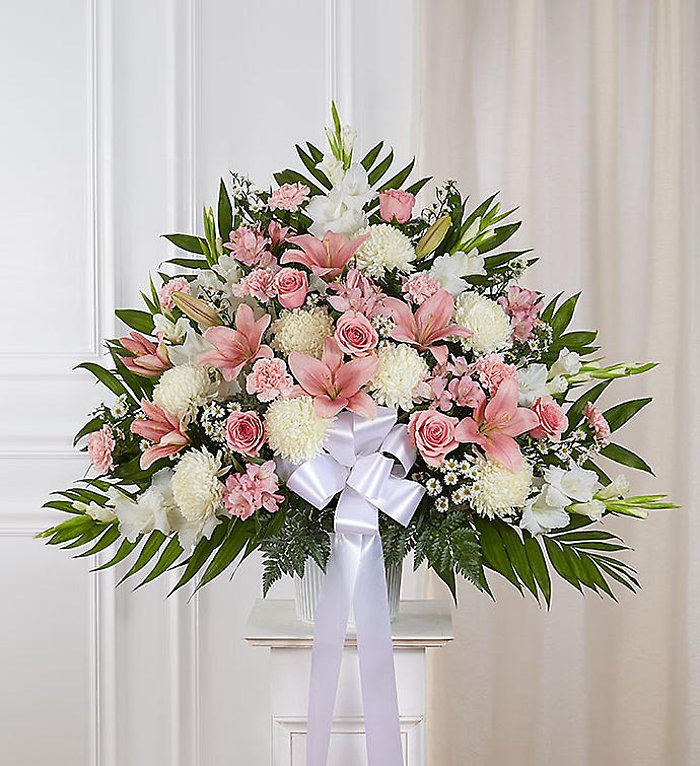 Heartfelt Sympathies&trade; Standing Basket- Pink &amp; White