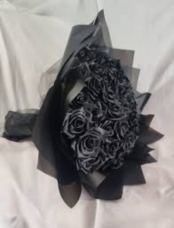 Black Roses, 12 Stems WRAPPED